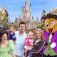 Visitors pose with a few of the unlicensed characters believed to be populating the theme park.